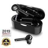 LIUHE Wireless Sports Earbuds Bluetooth 5.0 True Stereo Earbuds,TWS Mini Earphones Dual Built-in Mic Bluetooth Headphones with1000mAh Charging Case for 40 Hours Extended Playtime (Black)