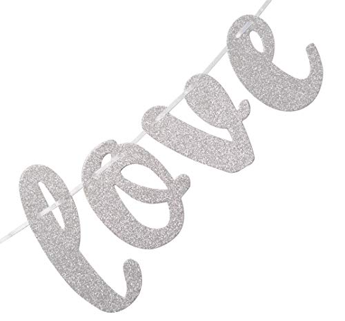 Sprinkled with Love Glitter Silver Banner, Baby Sprinkle Banner, Baby Shower, Gender Reveal Party, Glitter Party Decor (Silver)