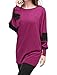 Allegra K Women's Color Block Batwing Sleeves Loose Tunic Top L Purple