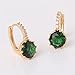 GULICX Yellow Gold Tone Geen rhinestone Retro Alluring Wedding Earrings Hoop