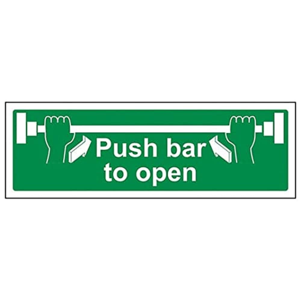 V Safety Safe Condition Door - Push Bar to Open - 450 x 150 mm Safety Sign — image 1