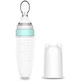 Burabi Silicone Squeeze Feeding Spoon, Baby Food Dispensing Spoon with Dust Cover, BPA Free
