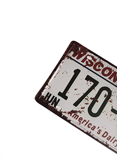 ERLOOD Wisconsin 170-SZA Retro Vintage Home Bar Wall Decor Car Vehicle Auto License Plate Metal Tin Sign Plaque Embossed Tag Size 6 X 12