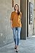 SAYM Women Oversize Pocket Open Fork Hem Long T-Shirt Tops Brown