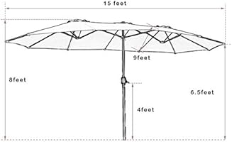 Amazon Com Tangkula 15 Ft Patio Umbrella Double Sided Outdoor Market Table Umbrella With Crank Beige Clothing