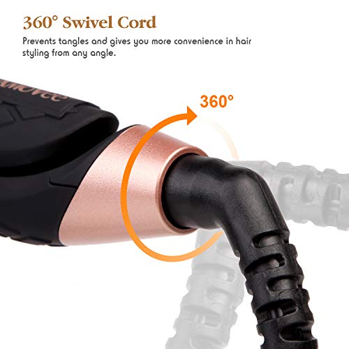 MOCREO Straightener and Curler, Mini Flat Iron Curling Iron Professional 2 in 1 Ceramic Tourmaline Coated Straightening Curling Iron Travel Dual Voltage(BLACK)