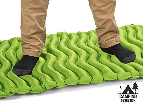 Camping Sleep Mat - Compact & Lightweight Inflatable Sleeping Pad for Backpacking - Ultralight Air Mattress Engineered for Comfort - with 3 Repair Patches and Bonus Survival Whistle - Thumbnail 6