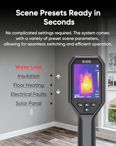 HIKMICRO B10S Thermal Camera 256 x 192 IR Resolution with 2MP Visual Camera, 3.2" 640 × 480 Resolution LCD Screen Thermal Imaging Scanner for Home Inspection, SuperScene™, 25 Hz Refresh Rate