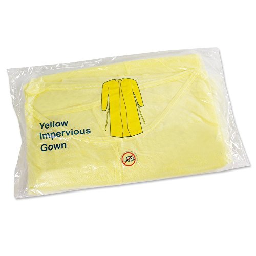 Personal Touch Yellow Impervious Isolation Gown Indivually Wrapped (Case of 10)