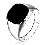 DDLBiz Men Classic Solid Polished Stainless Steel Signet Ring Gold/ Silver ，Size: 7,8,9,10,11,12 (8, Silver)