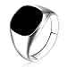DDLBiz Men Classic Solid Polished Stainless Steel Signet Ring Gold/ Silver ，Size: 7,8,9,10,11,12 (8, Silver)