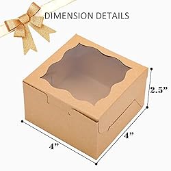 Kraft Bakery Boxes with Window 4x4x2.5 inches Small