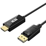 DP to HDMI, ICZI DisplayPort to HDMI Adapter Cable ( 5ft / 1.5m ), Male to Male, 1080P Supported, Gold-Plated, for Connecting PC/Laptop to HDTVs, Projectors, Displays