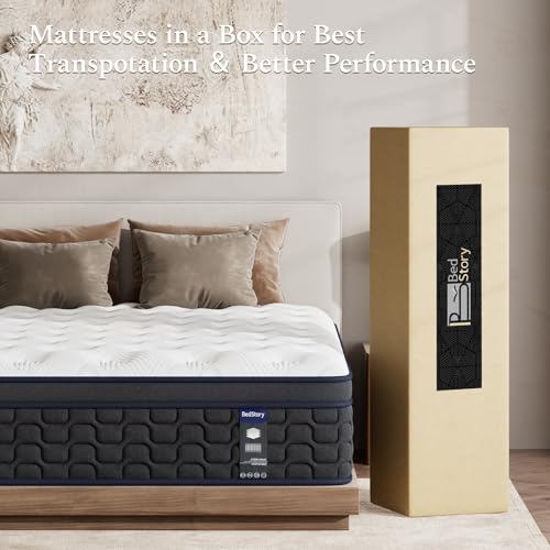 BedStory Double Mattress Firm, 10 Inch Deep Sleep Hybrid Full Mattress with Pocket Coils, Matelas Double in a Box for Motion-Isolation ＆ Pressure Relief, CertiPUR-US Certified, 365-Night Trial