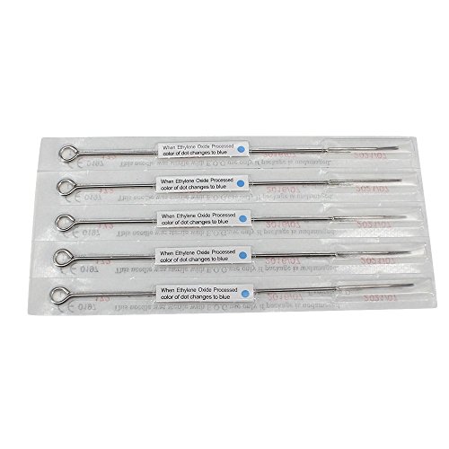 Wormhole Assorted Tattoo Needles #12 Standard Disposable & Sterilized Mix Sizes 3RL 5RL 7RL 9RL 5RS 7RS 9RS 5MG 7MG 9MG Tattoo Liner Needles Tattoo Shader with Blue Dot - Box of 50