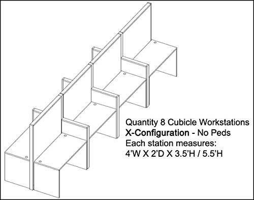 Cubicle Workstation, Telemarketing Station, Call Center Desk, Office Systems Furniture (4'W X 3.5'H - X Conf - No Ped, Maple)