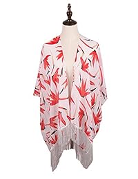 MissShorthair Blusa holgada, cárdigan de chifón, kimono con diseño floral, para mujer