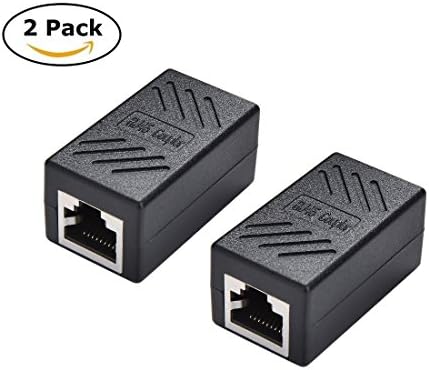 RJ45 Network Coupler,In-Line Coupler Cat7 Cat6 Cat5e Ethernet Cable Extender Adapter Female to Female - 2 Pack - Black