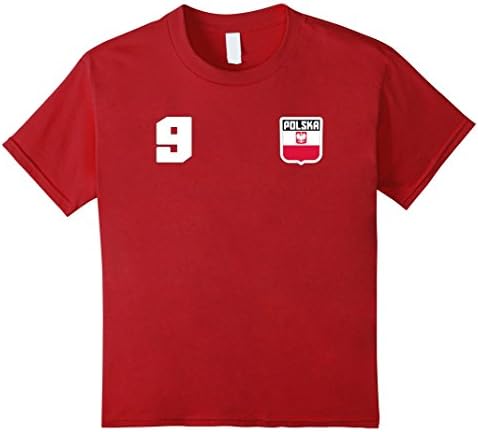 Kids Polska T-shirt Polish Flag Poland Tee Soccer Jersey Style 8 Cranberry