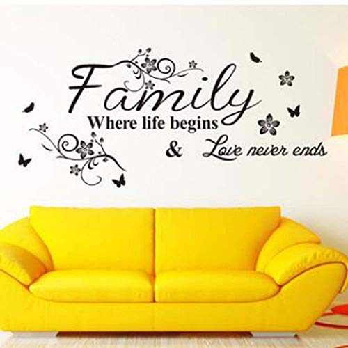 Lowprofile Hot! Art Family Beautiful Flower Wall Stickers Home Words Decor Wall Sticker Black