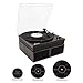 LP&No.1 Retro Belt-Drive Bluetooth Turntable with Separable Stereo Speakers,3 Speed Vinyl Record Player,Dark Brownthumb 1