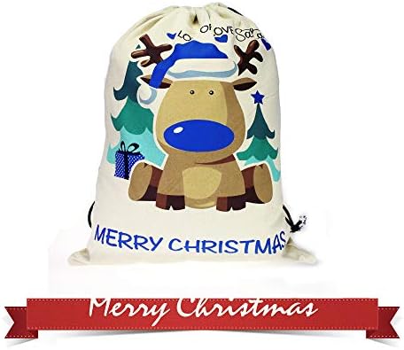 WENDSIM25x19.7inch Thicker & Better Christmas Santa Sack Christmas Decorations Gift Bag for Kids Made by 12 Ounce Cotton Canvas(Blue)
