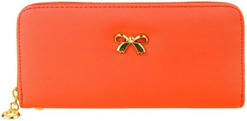 EUBags Womens Wallet Clutch Bowknot Leather Wallets Card Holder Case Long Ladies Purse Wallet for Women Orange