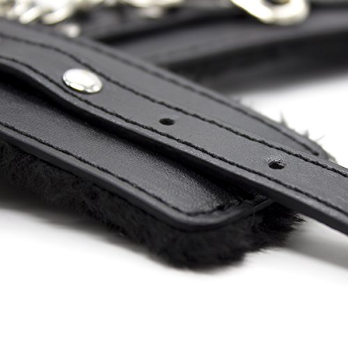 Yeoubi Handcuffs Adjustable PU Leather Soft Wrist Cuffs and Blindfold Eye Mask (Black1) - Thumbnail 4