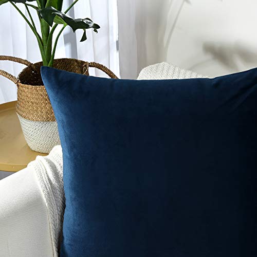 JUSPURBET Pack of 2,Velvet Decorative Throw Pillows Covers Cases for Couch Bed Sofa,Soild Color Soft Pillowcases,26x26 Inches,Navy Blue - Thumbnail 4