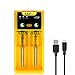 Ebat EQ2 Smart Battery Charger for Li-ion Ni-MH/Ni-CD 18650 26650 AA AAA 20700 21700 CR123 & More Rechargeable Batteries - 2 Slot Charger