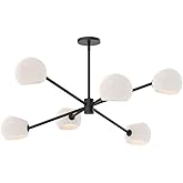 Alora Mood Willow 37" Chandelier | Matte Black Finish | Matte Opal Glass Shades | Classic Decorative Ceiling Light | Made of 
