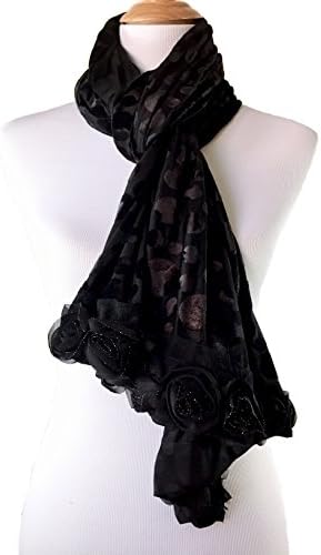 [Handmade in USA] Beautiful Bohemian Floral Vintage Inspired Burnout Long Scarf Shawl Wrap