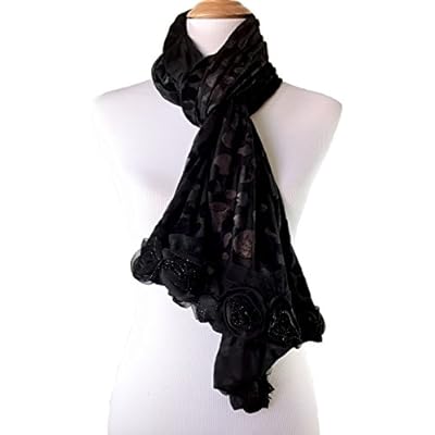 [Handmade in USA] Beautiful Bohemian Floral Vintage Inspired Burnout Long Scarf Shawl Wrap