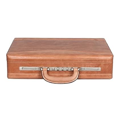 OBANI Genuine Leather Expandable Briefcase Tan