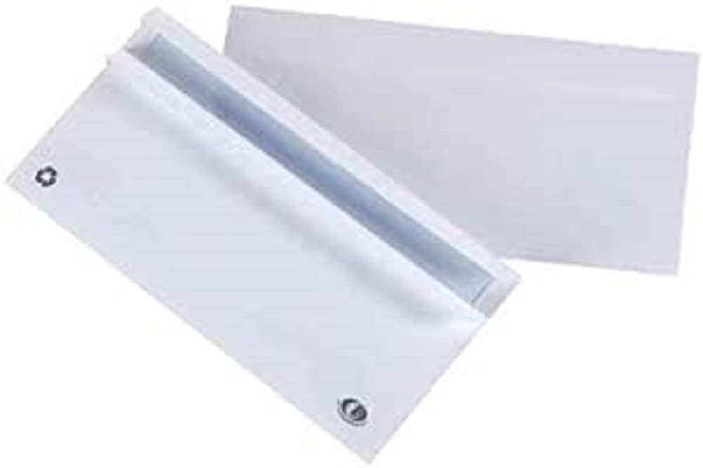 Oxford 100103175 Box of 500 Envelopes Self-Adhesive 110 x 220 mm White