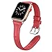 Secbolt Leather Bands Compatible Apple Watch Band 38mm 40mm Slim Replacement Wristband Sport Strap for Iwatch Series 5 4 3 2 1 Stainless Steel Buckle