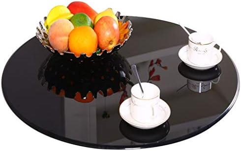 24" Rotating Tray, Lazy Susan Turntable, Table Service Tray, Tempered Glass With Aluminum Base, Quiet, Smooth, Easy To Share Food (Colour: Black)