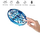 EC Industrial 360° Rotating Smart Mini UFO Drone for Kids, Hand-Controlled Drone Toy, Infrared Induction Interactive Drone Flyer Toys New (Blue)