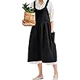 SF-ZXTINP Cotton and linen Kitchen Cooking Aprons Dress for Women with Pockets Cute for Baking Painting Gardening Cleaning