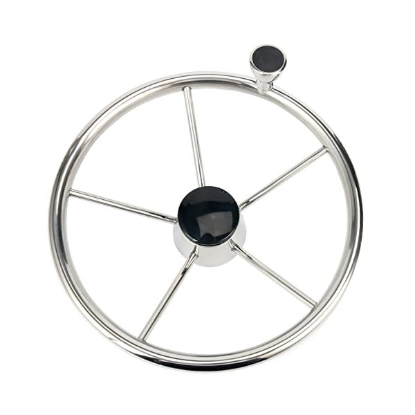 Amarine-made-5-spoke-13-12-Inch-Destroyer-Style-Stainless-Boat-Steering-Wheel-with-M-Size-Knob-9310SRF1