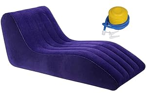 Folding Portable Inflatable Recliner Sofa, S-Type Lazy Flocking Lounge Chair with Foot Air Pump - Great for Pop Up Indoor Liv