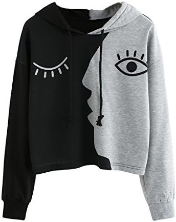 Womens Ladies Girl Crop Patchwork Hoodie Hoody Sweater Hooded Sweatshirt Pullover,Moonuy Long Sleeve Blouse Shirt T-Shirt Coat Outwear Jacket Fashion Parka Gap Brown Hoodie Gym Tops