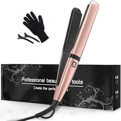 Flat Iron For Hair – Professional Ceramic Tourmaline Hair Straightener and Curler with 8 Adjustable Temp & Digital Controls for All Hair Types, 2 in 1 Straightens & Curls By Duomishu (Rose Gold)