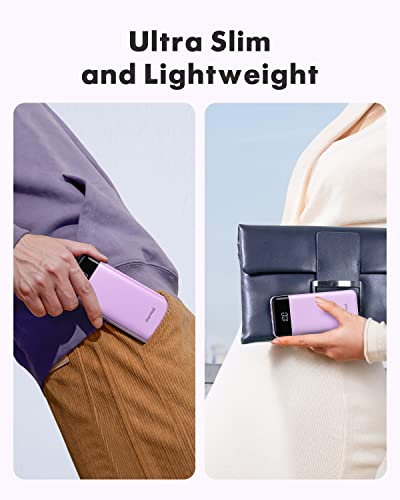 Portable Charger with Built in Cables, Portable Charger with Cords Wires Slim 10000mAh Travel Essentials Battery Pack 6 Outputs 3A High Speed Power Bank for iPhone Samsung Pixel LG Moto iPad (Purple)
