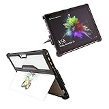 KABCON Rugged Case for Microsoft Surface Pro 2017 (New) & Surface Pro 4 Pro 5,with Pen Holder Protective Back Cases Cover, TPU Military Drop Tested Case Protector Slim Feather-Light Weight[Black]