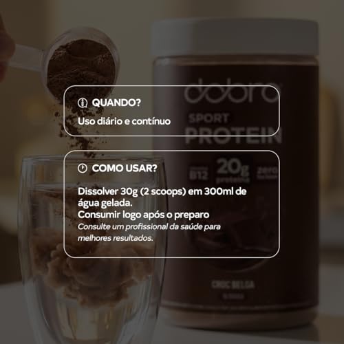 Dobro, Sport Protein, Dobro, Suplemento Proteico Vegetal em Pó, Sabor Croc Belga 450g 1 lata - 450g