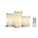 LampLust White Flameless Pillar Candles, Silver Metal Removable Holders, Real Wax, Set of 3, Warm White LEDs, Remote & Batteries Included - Great for Gifts, Weddings and Home Decor