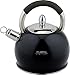 Chefs Limited Stainless Steel Whistling Tea Kettle, 2.75 Quart – Black
