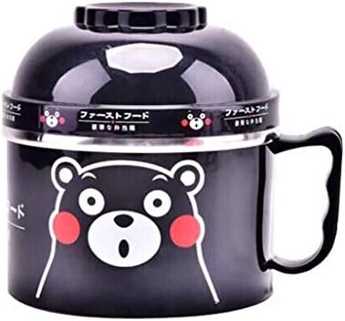 Home big wrist Bowl Stainless Steel Double Layer Cartoon Instant Noodles Cup Tableware Set Student Lunch Box with lid Fast Food Cup Kitchen) Decorative hotel retro soup bowl