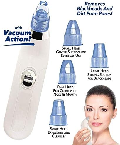Vency 4 in 1 Multi-function Blackhead Whitehead Extractor Remover Device - Acne Pimple Pore Cleaner Vacuum Suction Tool For Men And Women